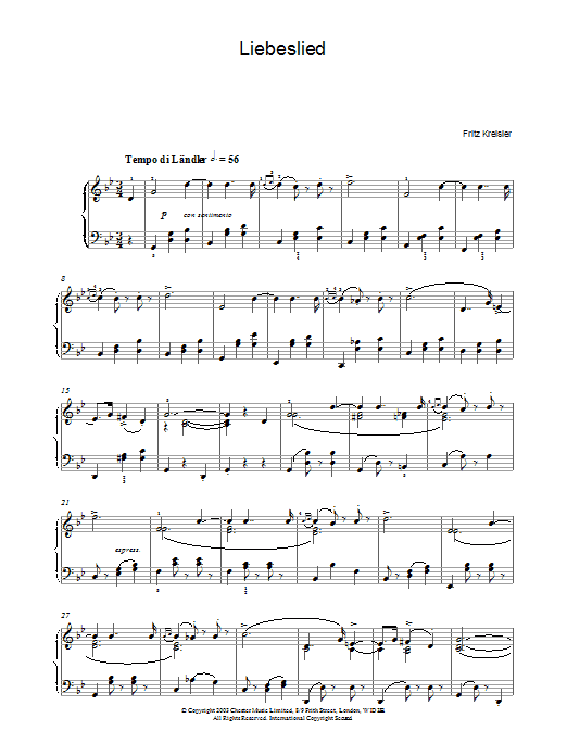 Fritz Kreisler Liebeslied sheet music notes and chords. Download Printable PDF.