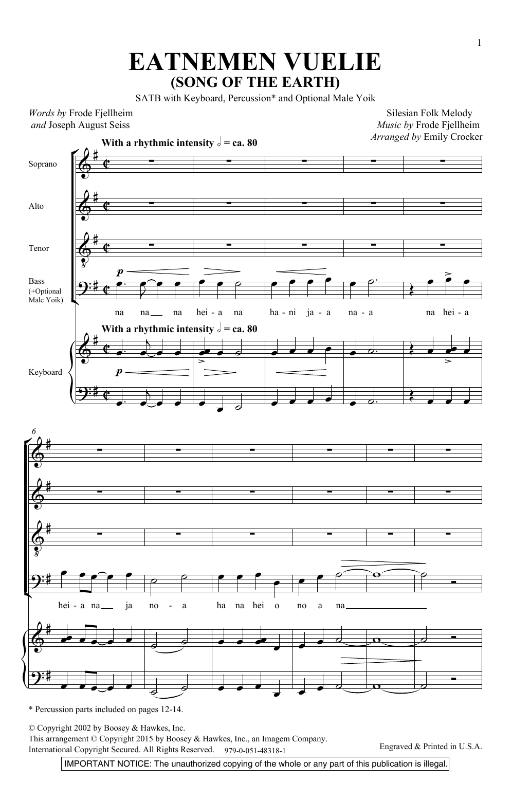 Frode Fjellheim Eatnemen Vuelie (Song Of The Earth) (arr. Emily Crocker) sheet music notes and chords arranged for 2-Part Choir