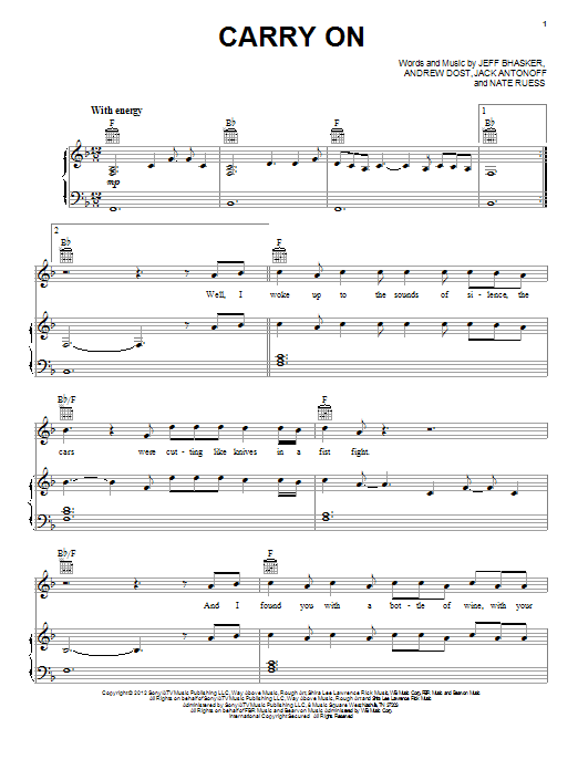 fun. Carry On sheet music notes and chords arranged for Easy Guitar
