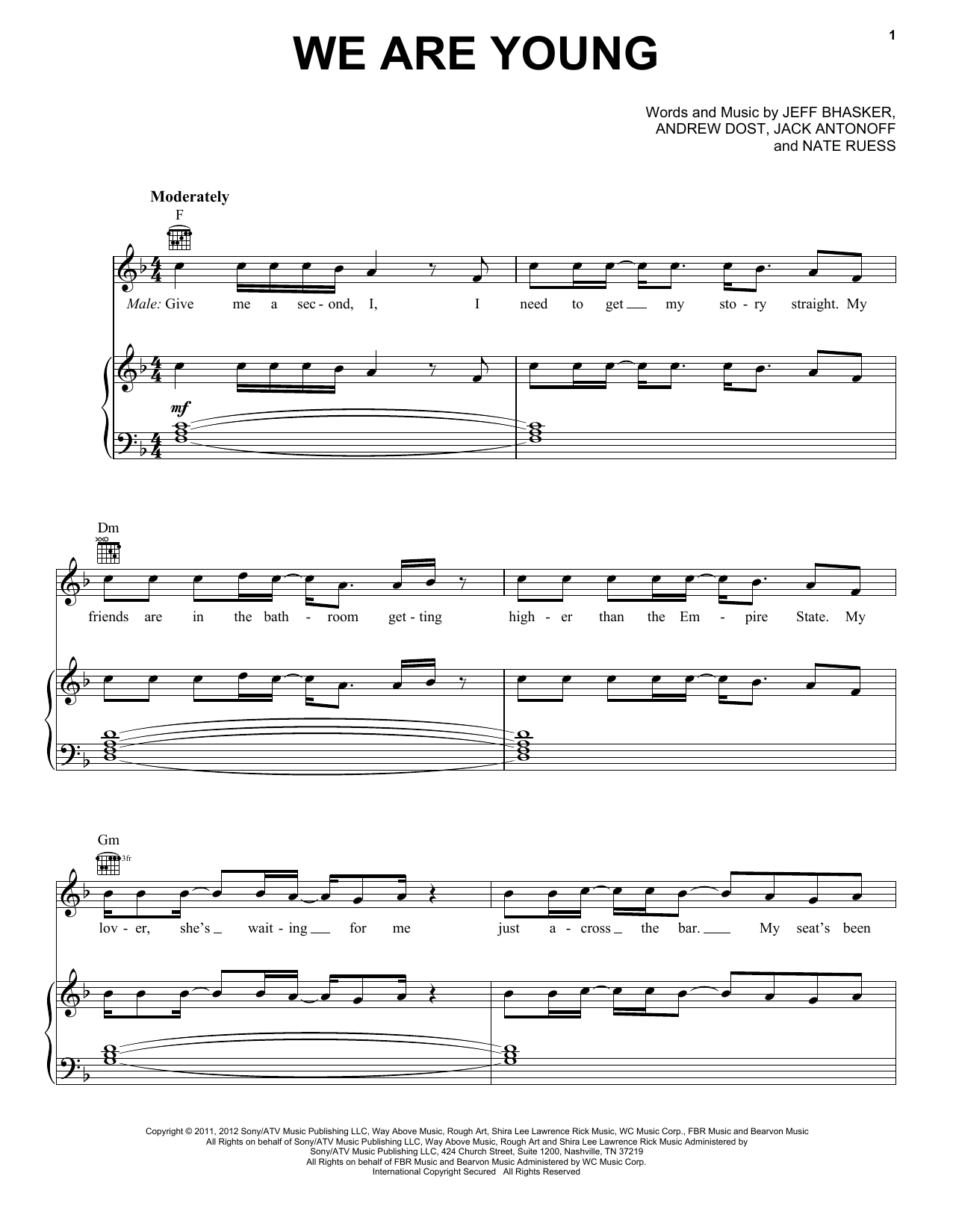 fun. We Are Young sheet music notes and chords arranged for Easy Guitar Tab