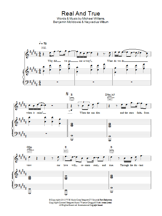 Future and Miley Cyrus feat. Mr Hudson Real And True sheet music notes and chords arranged for Piano, Vocal & Guitar Chords