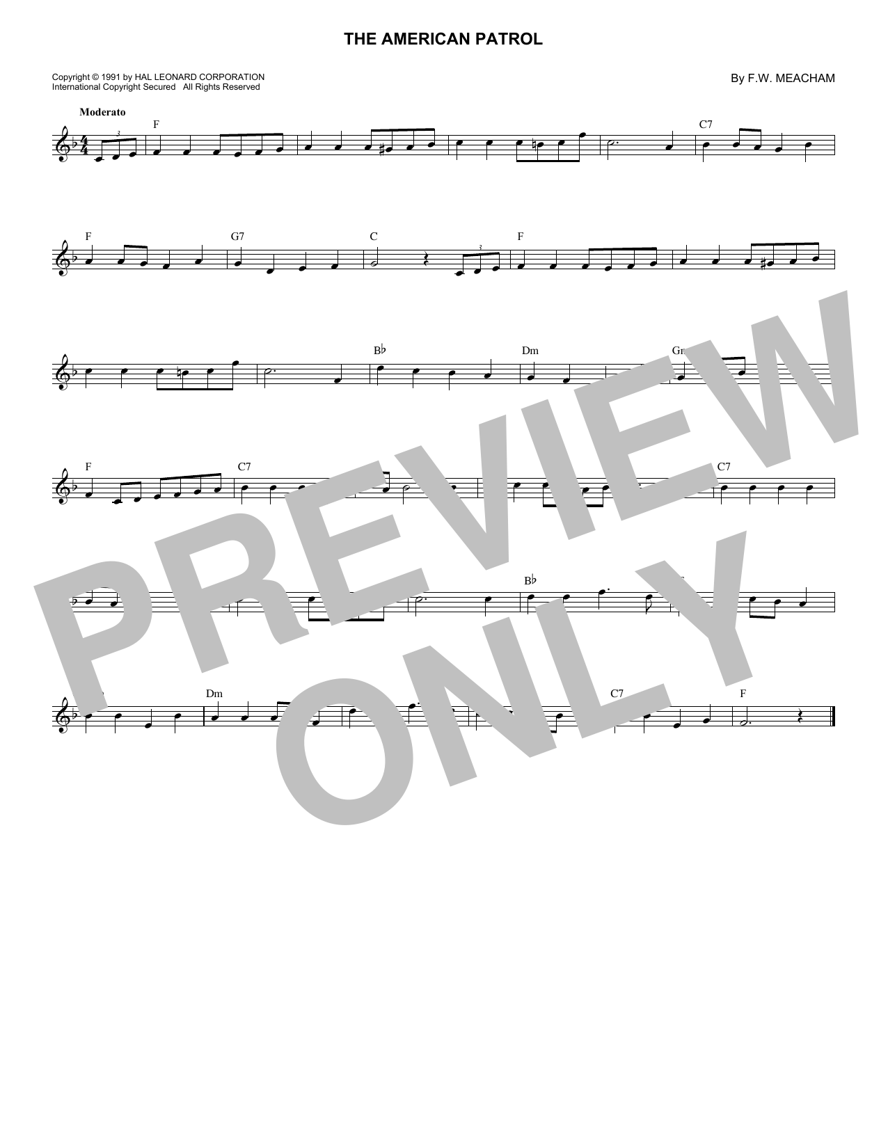 F.W. Meacham The American Patrol sheet music notes and chords arranged for Xylophone Solo