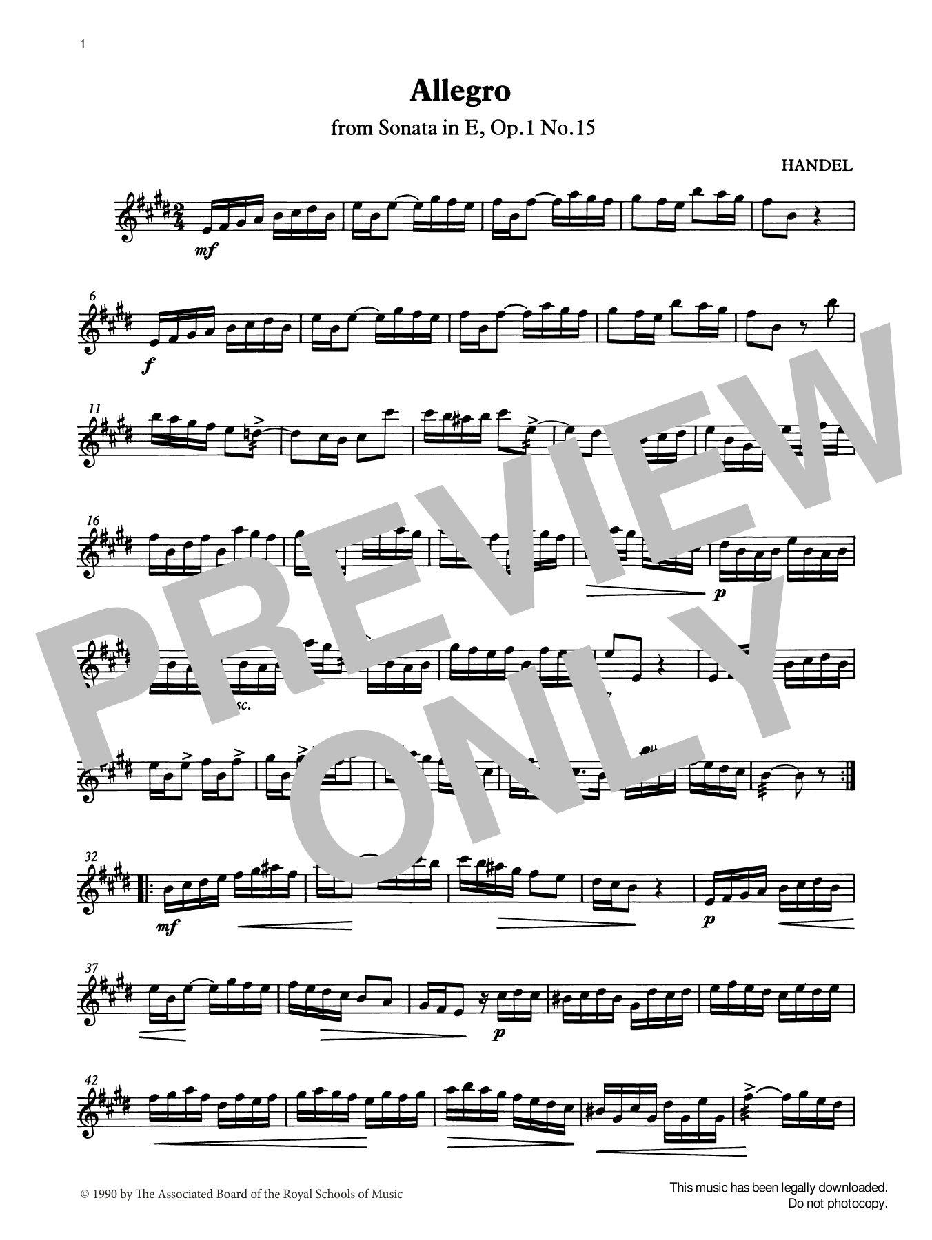G. F. Handel Allegro (Handel) from Graded Music for Tuned Percussion, Book IV sheet music notes and chords arranged for Percussion Solo