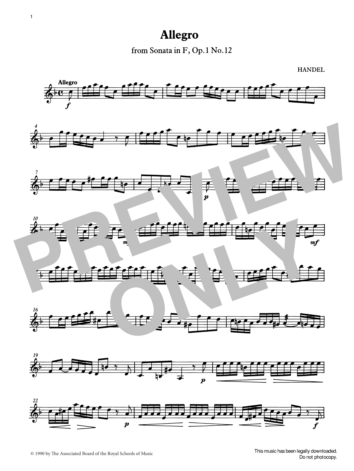 G. F. Handel Allegro (score & part) from Graded Music for Tuned Percussion, Book III sheet music notes and chords arranged for Percussion Solo