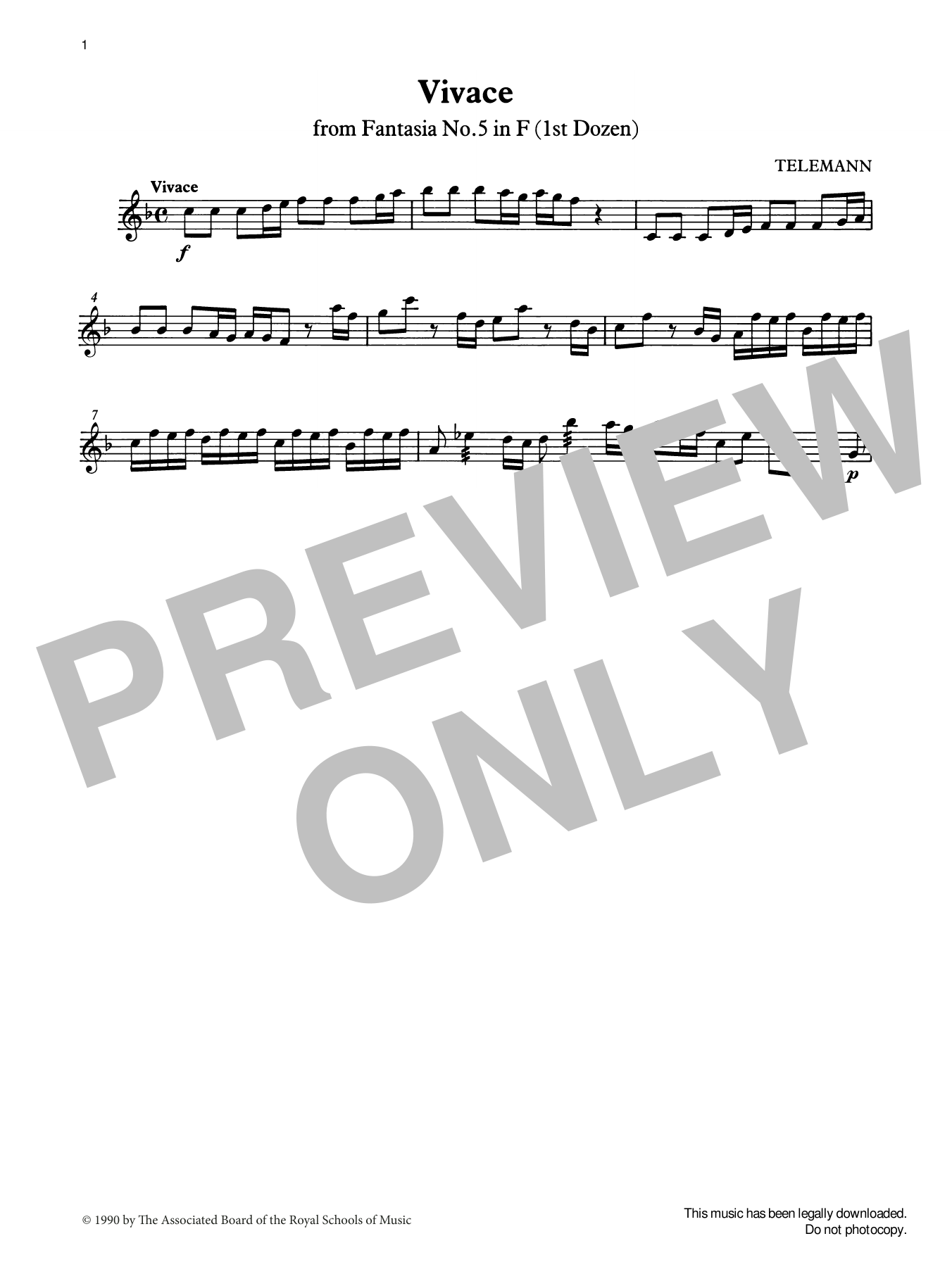 G. P. Telemann Vivace from Graded Music for Tuned Percussion, Book III sheet music notes and chords arranged for Percussion Solo
