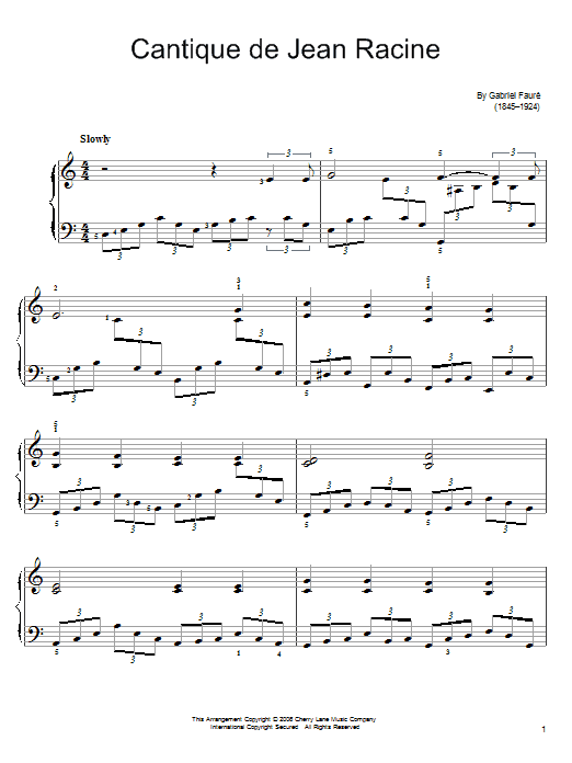Gabriel Fauré Cantique De Jean Racine sheet music notes and chords arranged for Easy Piano