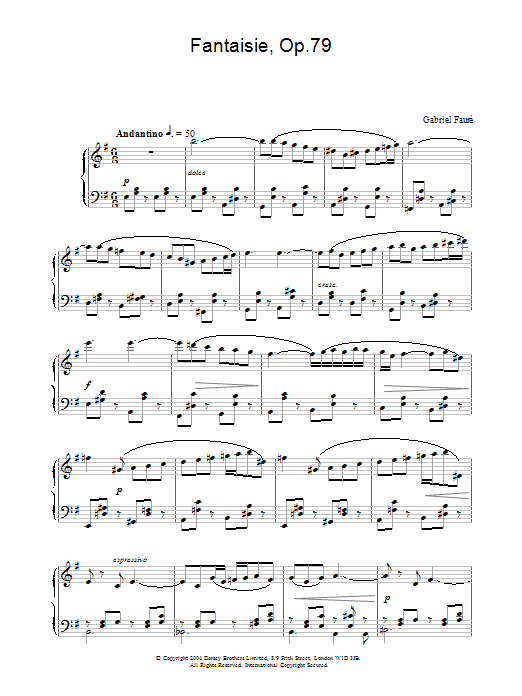 Gabriel Fauré Fantaisie, Op.79 sheet music notes and chords arranged for Piano Solo