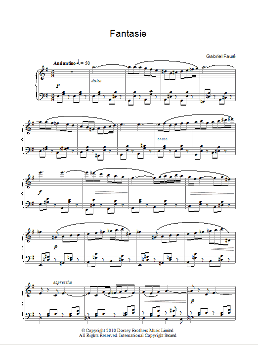 Gabriel Faure Fantasie sheet music notes and chords arranged for Piano Solo