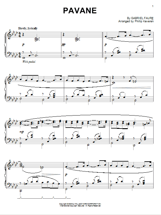 Gabriel Faure Pavane [Jazz version] (arr. Phillip Keveren) sheet music notes and chords arranged for Piano Solo