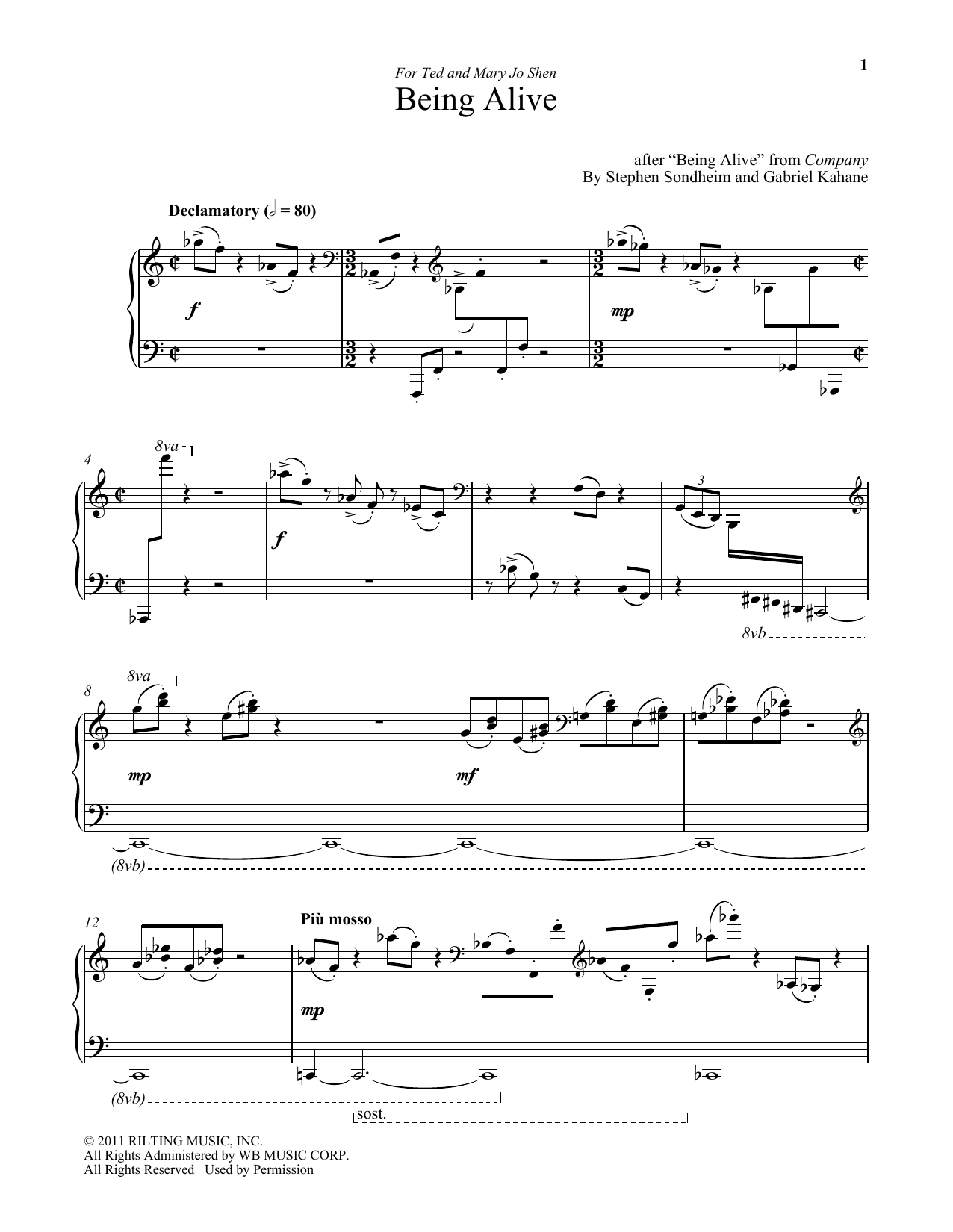 Gabriel Kahane Being Alive sheet music notes and chords arranged for Piano Solo