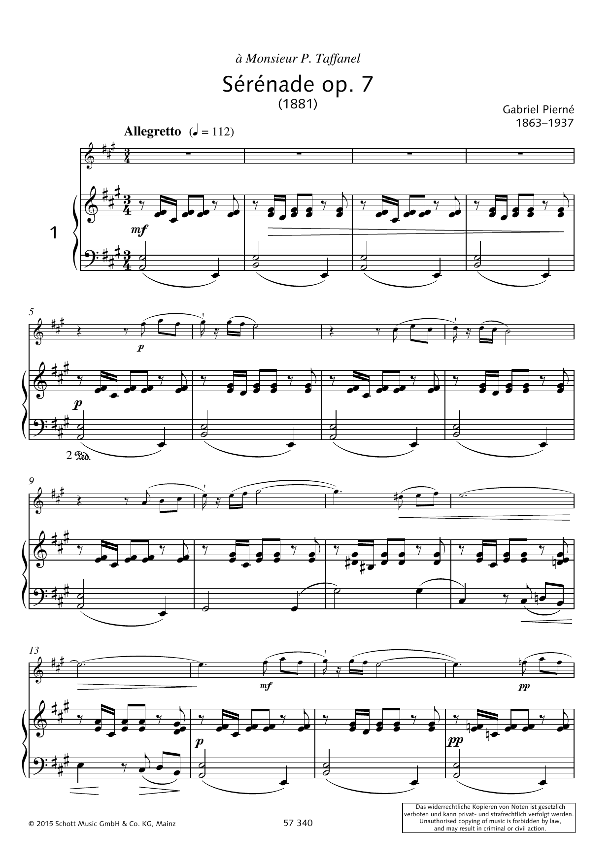 Gabriel Pierné Serenade sheet music notes and chords arranged for Woodwind Solo