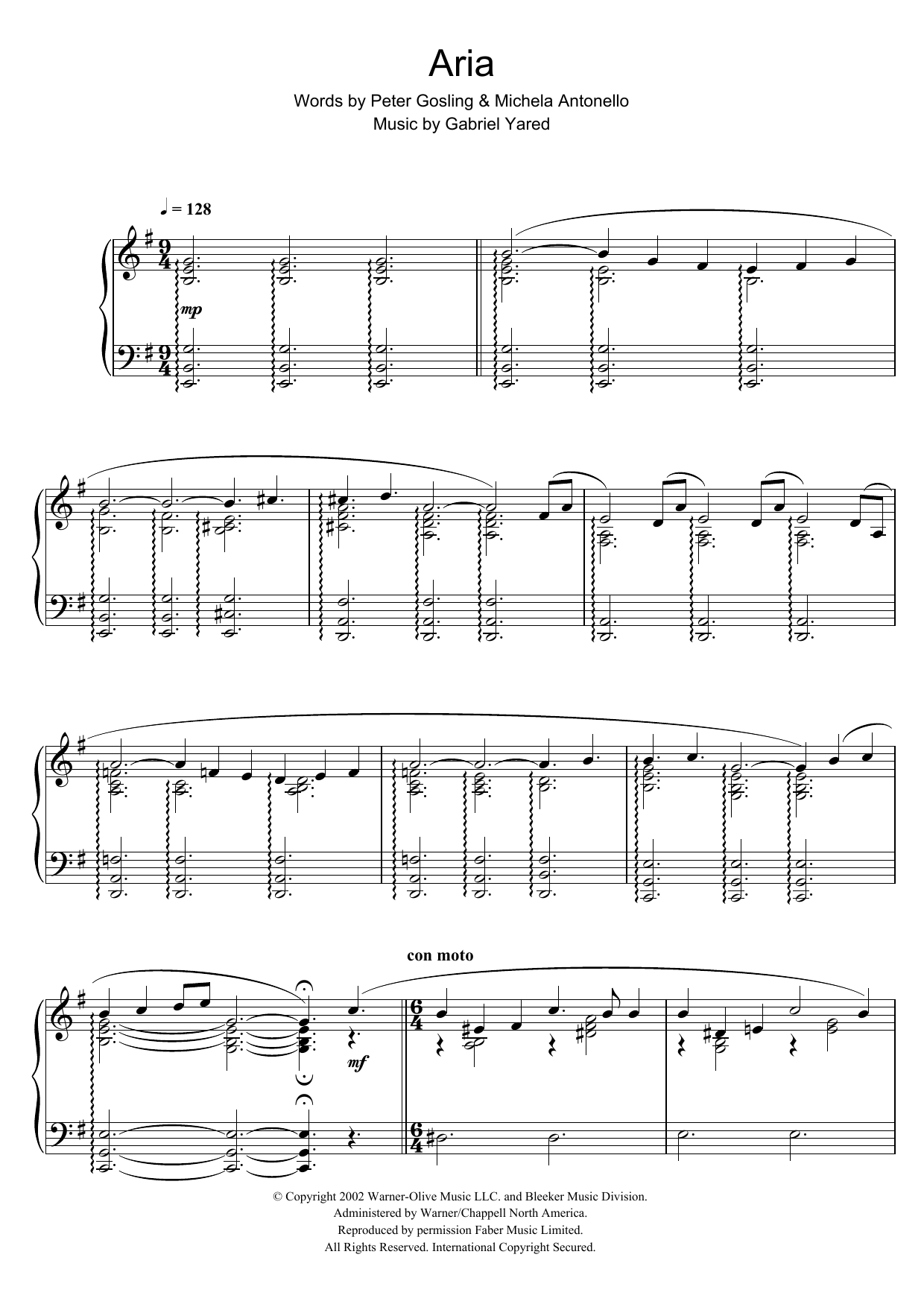 Gabriel Yared Possesso (from Possession) sheet music notes and chords arranged for Piano Solo