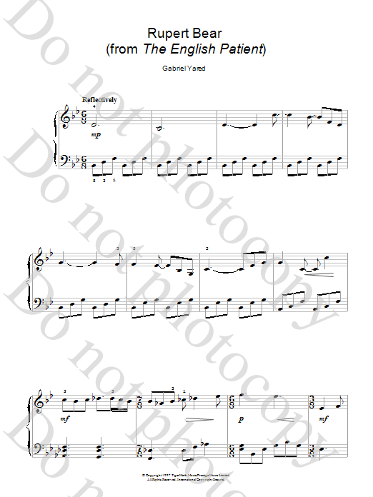 Gabriel Yared Rupert Bear (from The English Patient) sheet music notes and chords arranged for Easy Piano