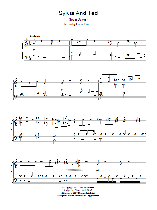 Gabriel Yared Sylvia and Ted (from Sylvia) sheet music notes and chords arranged for Piano Solo