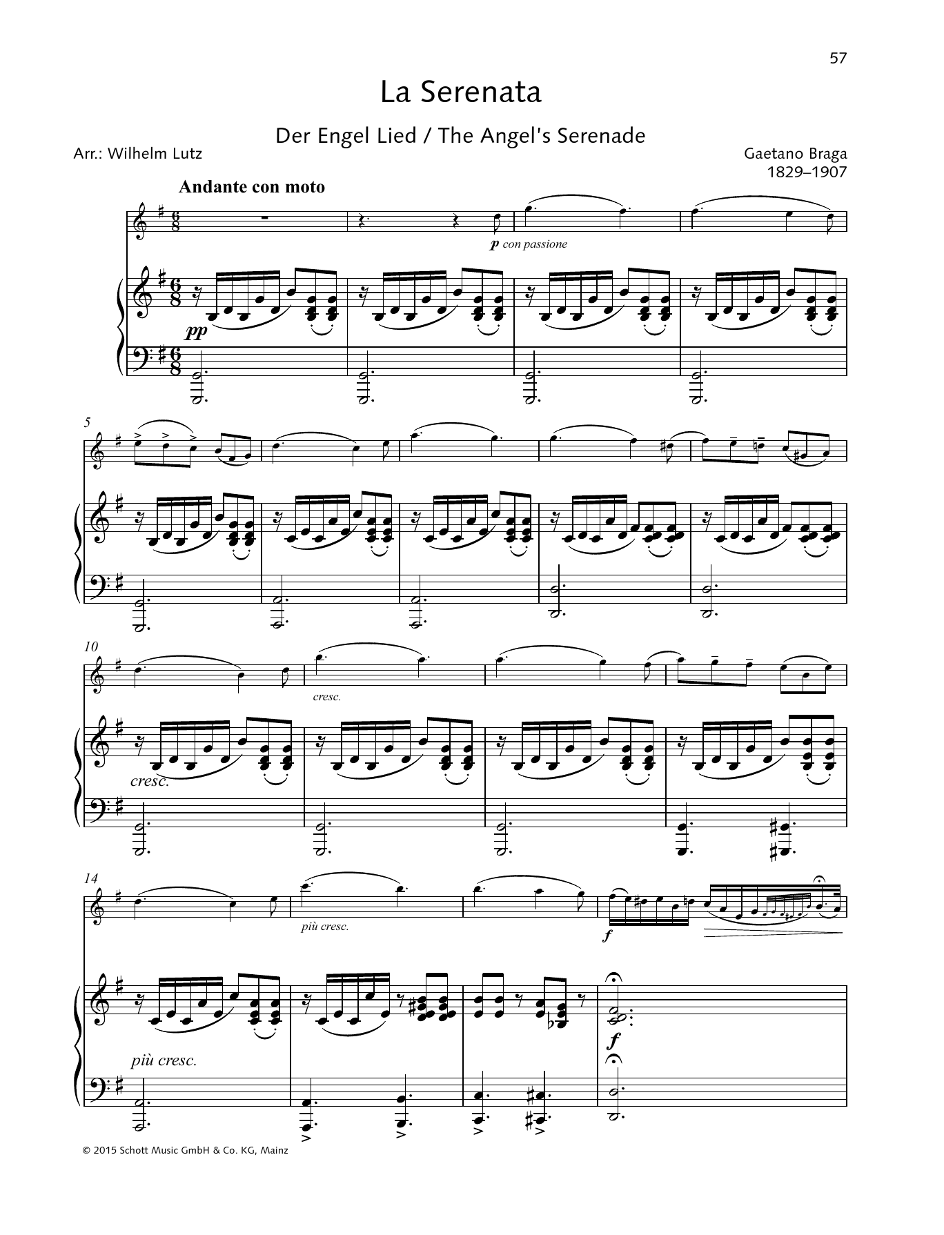 Gaetano Braga The Angel's Serenade sheet music notes and chords arranged for String Solo