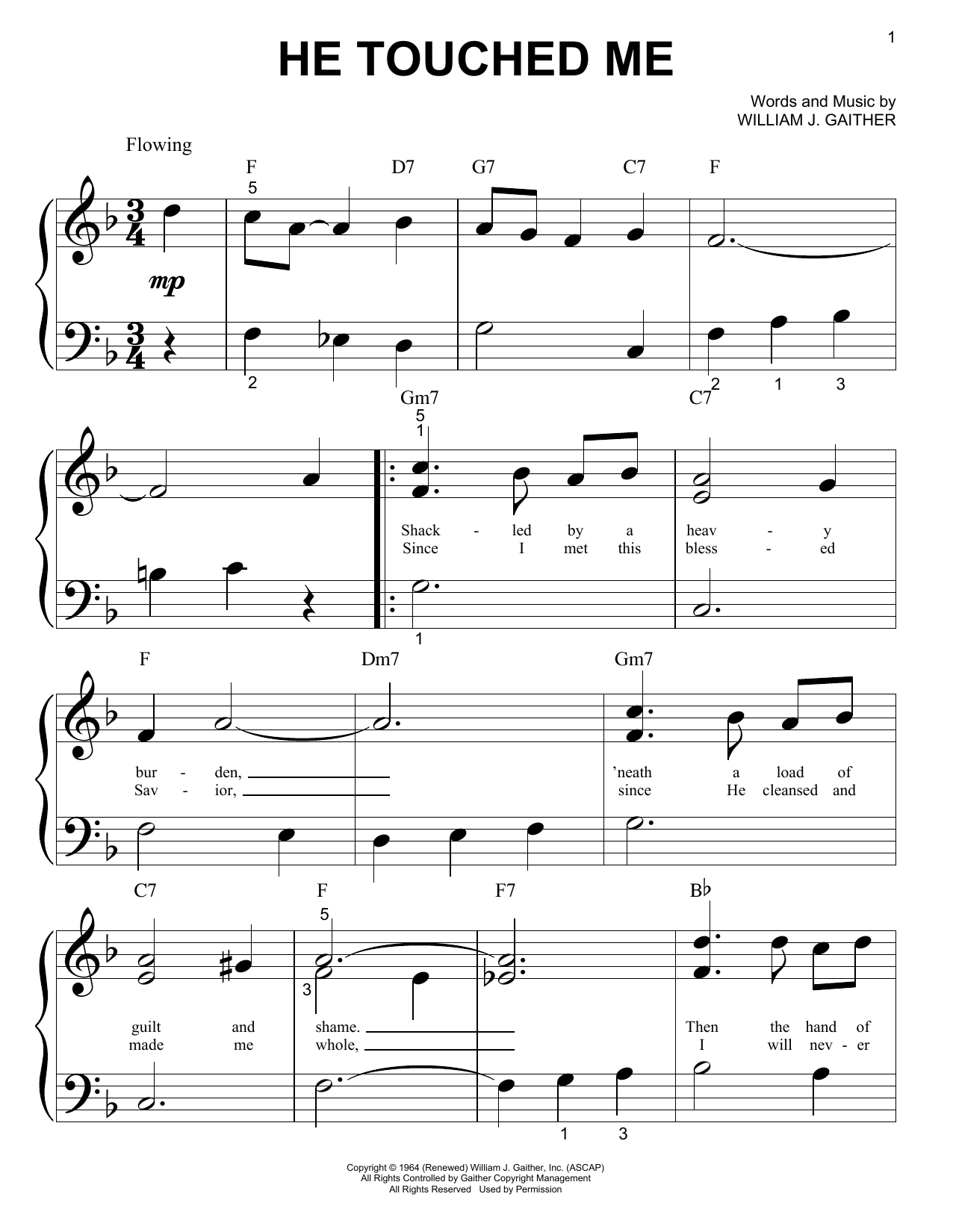 William J. Gaither He Touched Me sheet music notes and chords arranged for Ukulele