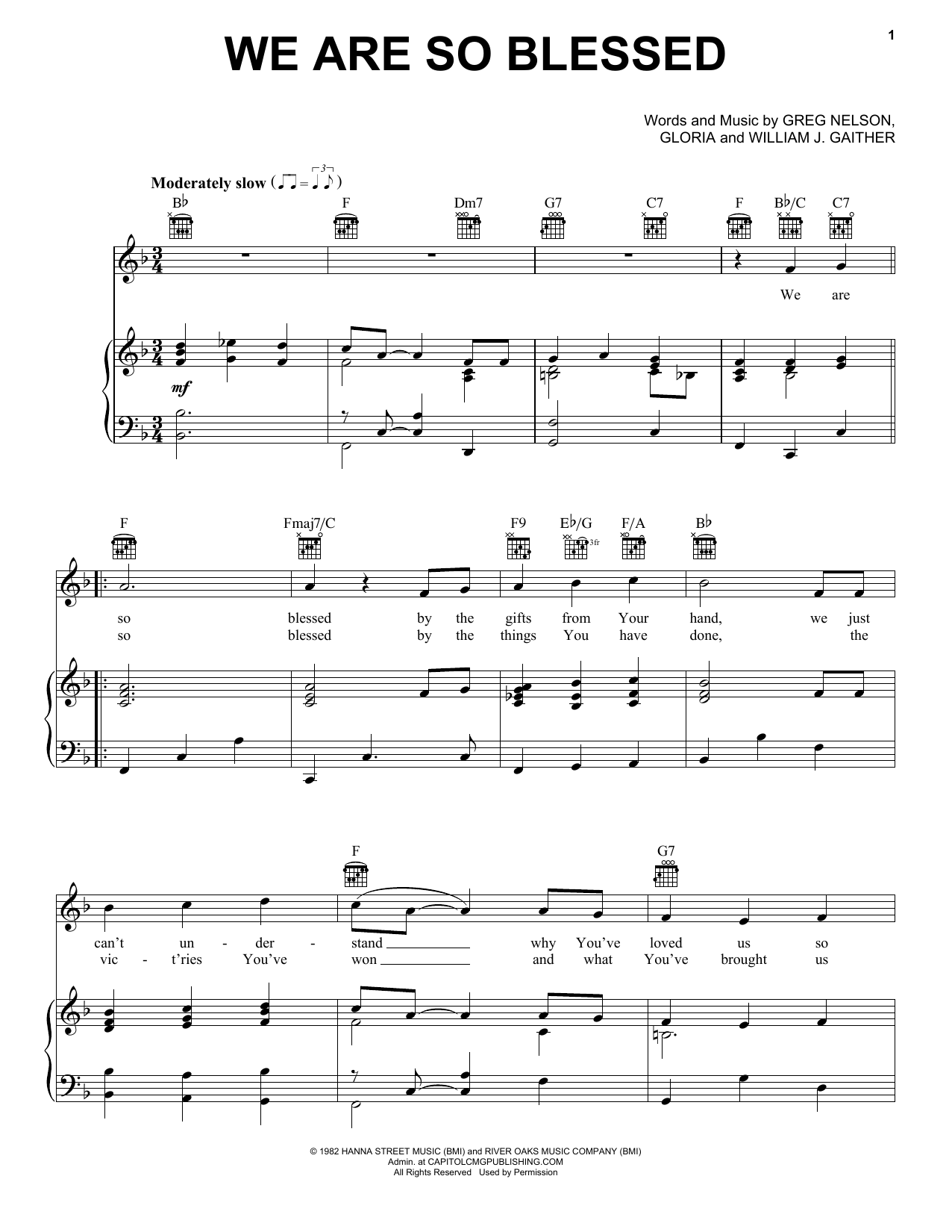 Gaither We Are So Blessed sheet music notes and chords arranged for Piano, Vocal & Guitar Chords (Right-Hand Melody)