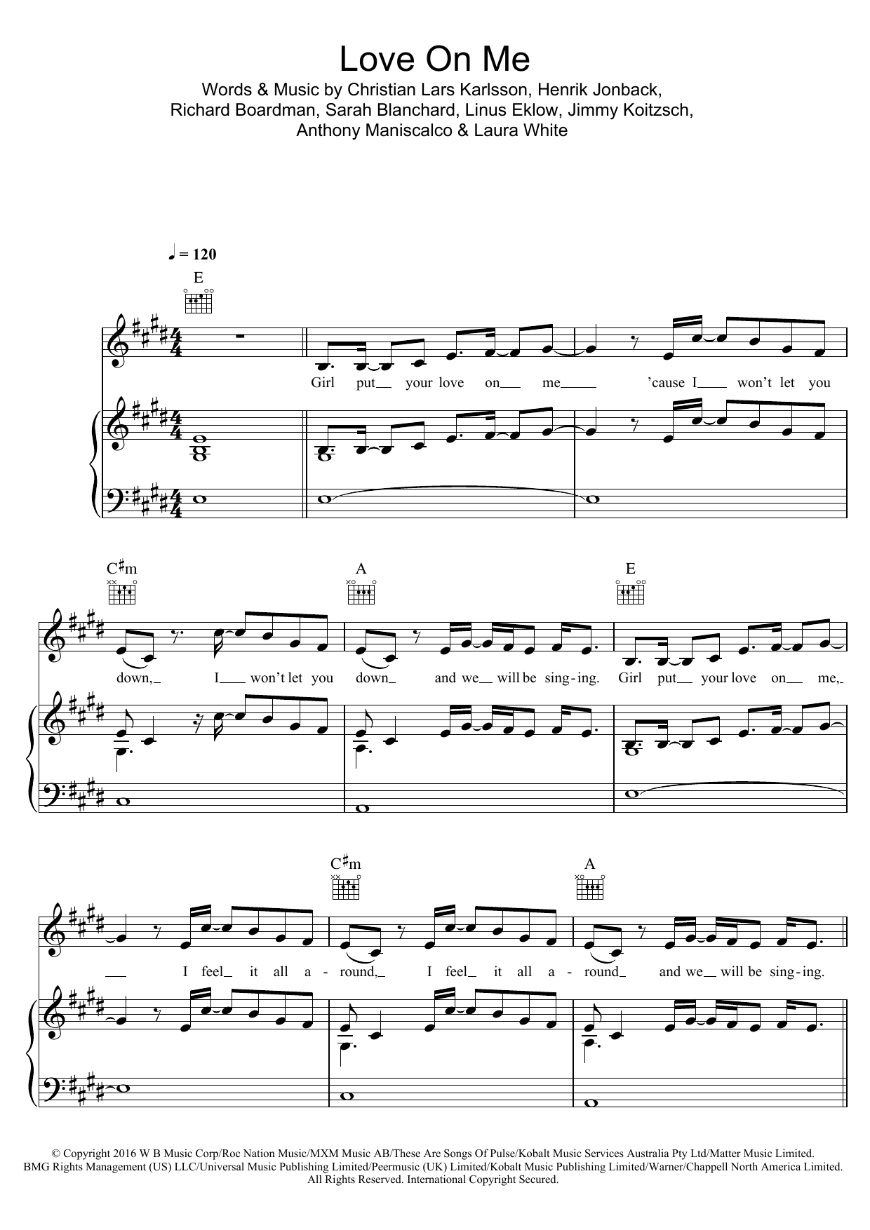 Galantis Love On Me sheet music notes and chords arranged for Piano, Vocal & Guitar Chords