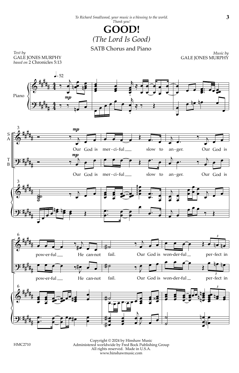 Gale Jones Murphy Good! (The Lord Is Good) sheet music notes and chords arranged for SATB Choir