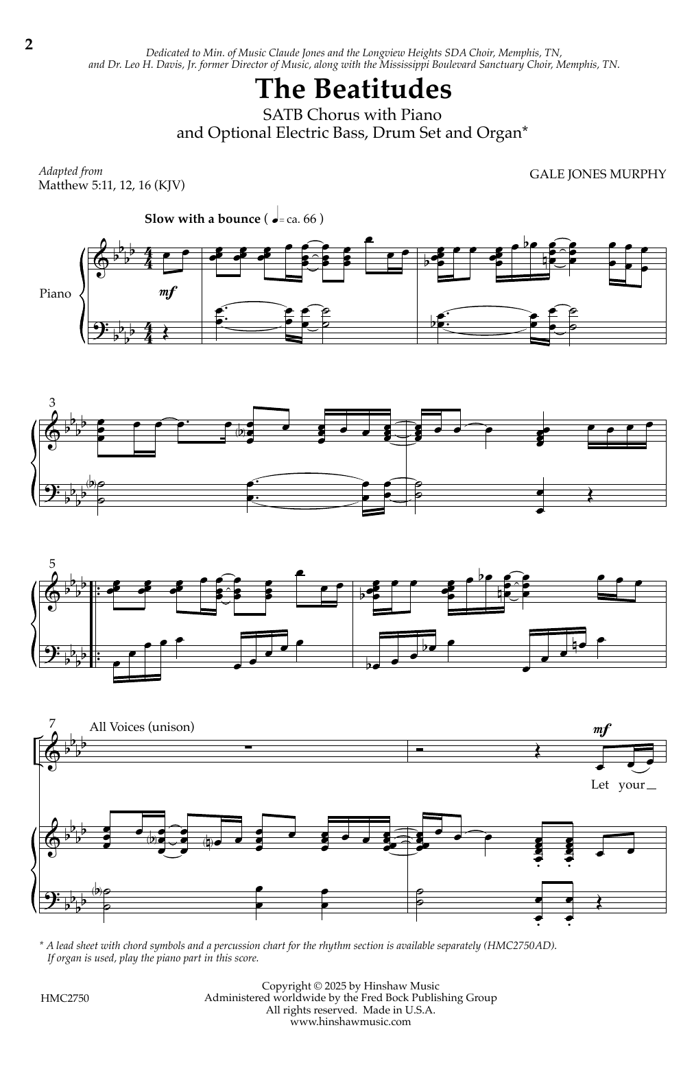Gale Jones Murphy The Beatitudes sheet music notes and chords arranged for SATB Choir