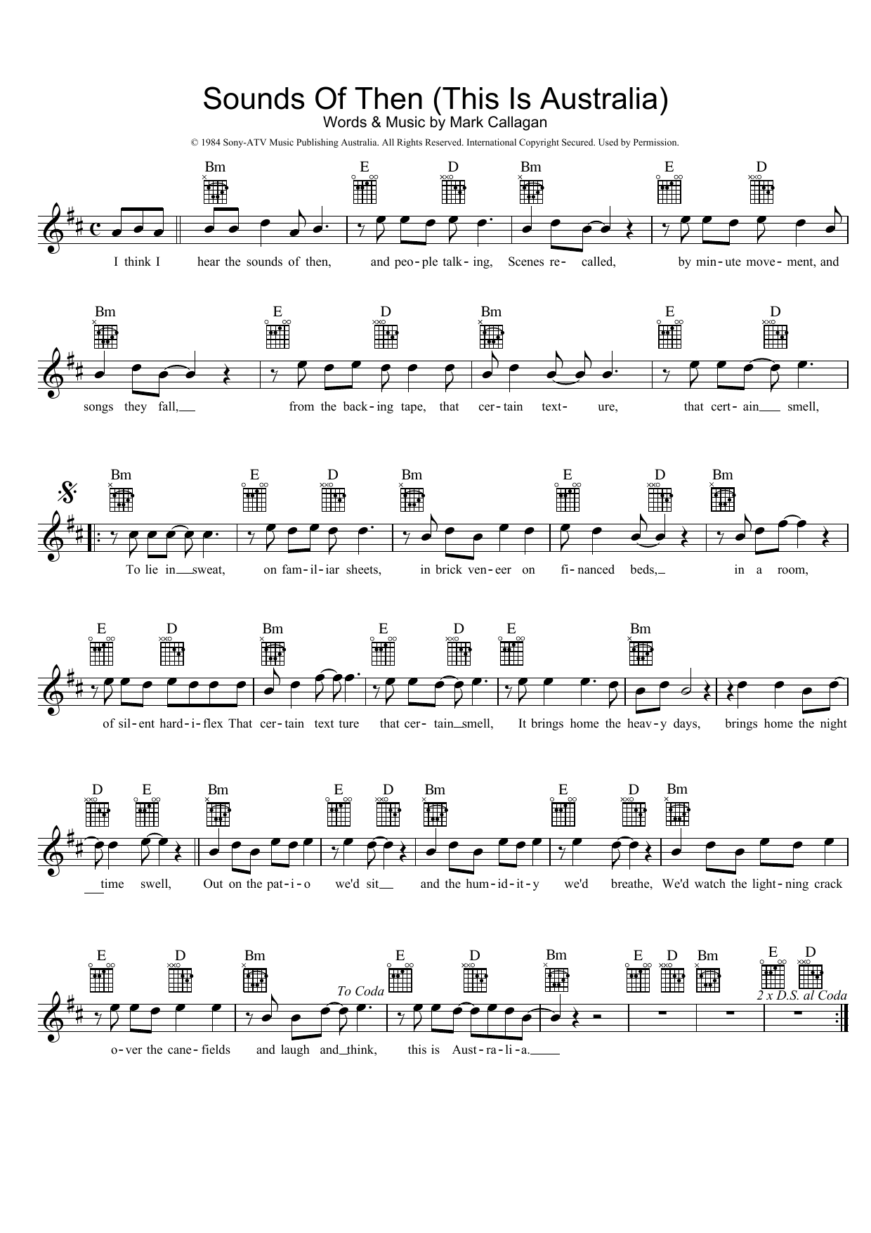 Ganggajang Sounds Of Then (This Is Australia) sheet music notes and chords arranged for Lead Sheet / Fake Book