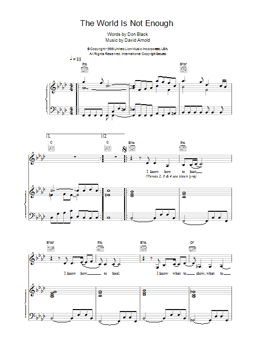 Garbage The World Is Not Enough sheet music notes and chords arranged for Clarinet Solo