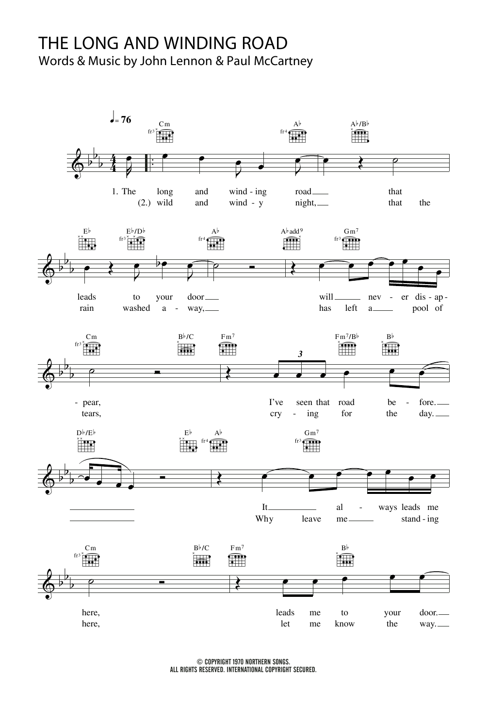 Will Young & Gareth Gates The Long And Winding Road sheet music notes and chords arranged for Lead Sheet / Fake Book