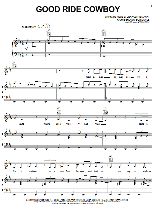 Garth Brooks Good Ride Cowboy sheet music notes and chords arranged for Piano, Vocal & Guitar Chords (Right-Hand Melody)
