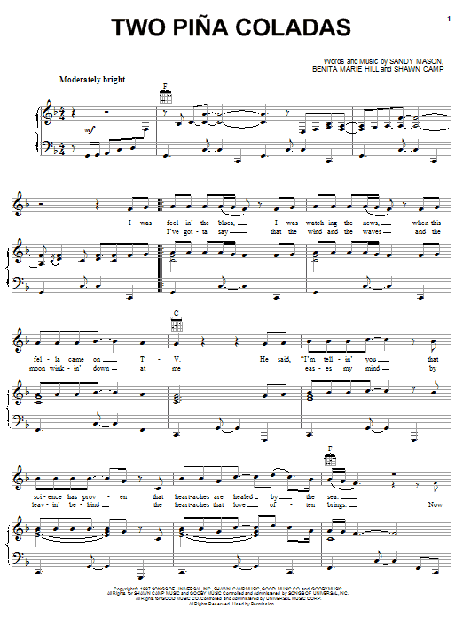 Garth Brooks Two Pina Coladas sheet music notes and chords arranged for Guitar Chords/Lyrics