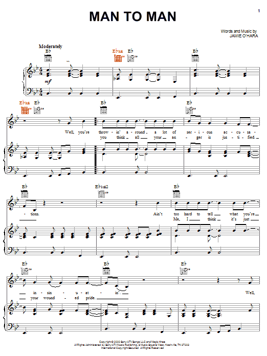 Gary Allan Man To Man sheet music notes and chords arranged for Piano, Vocal & Guitar Chords (Right-Hand Melody)