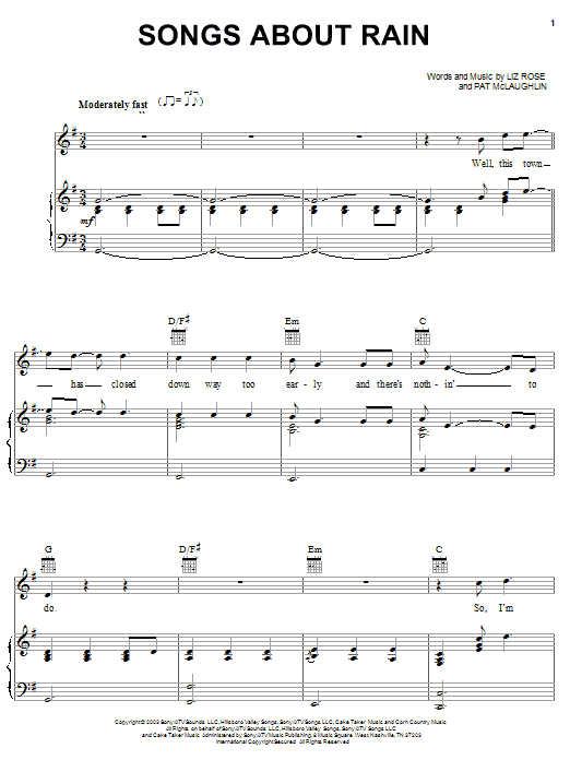 Gary Allan Songs About Rain sheet music notes and chords arranged for Piano, Vocal & Guitar Chords (Right-Hand Melody)