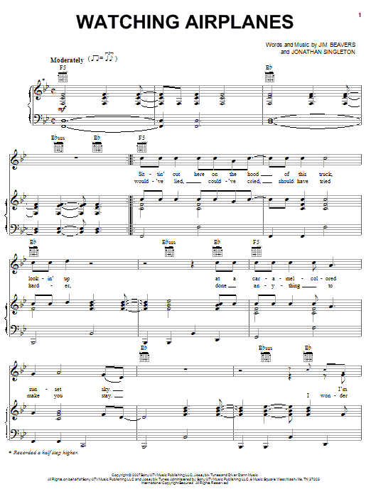 Gary Allan Watching Airplanes sheet music notes and chords arranged for Easy Piano