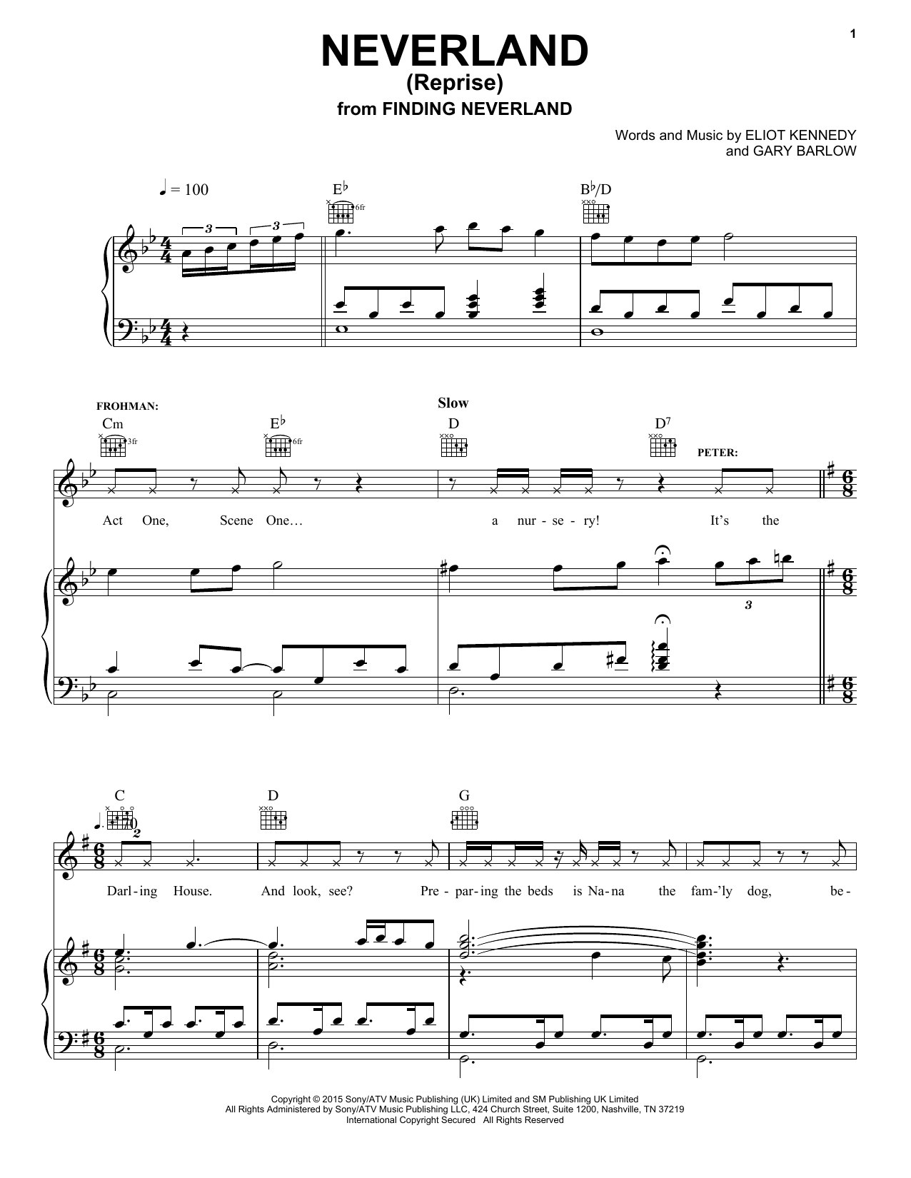 Gary Barlow & Eliot Kennedy Neverland Reprise sheet music notes and chords arranged for Piano, Vocal & Guitar Chords (Right-Hand Melody)