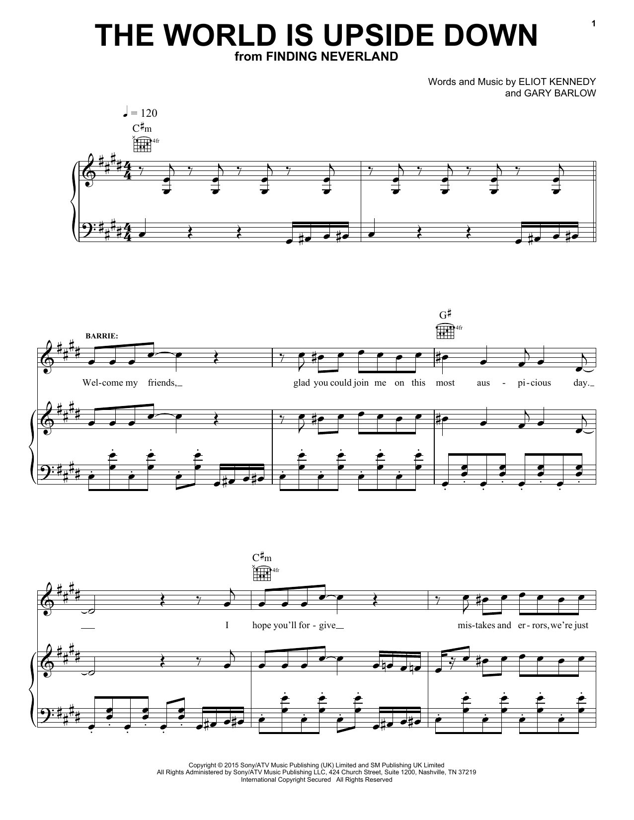 Gary Barlow & Eliot Kennedy The World Is Upside Down sheet music notes and chords arranged for Piano, Vocal & Guitar Chords (Right-Hand Melody)