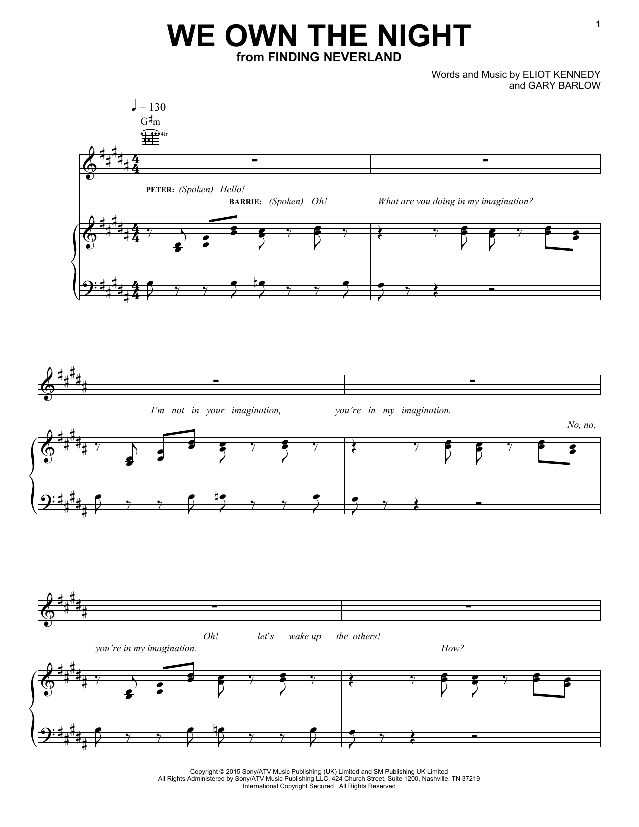 Gary Barlow & Eliot Kennedy We Own The Night sheet music notes and chords arranged for Piano, Vocal & Guitar Chords (Right-Hand Melody)