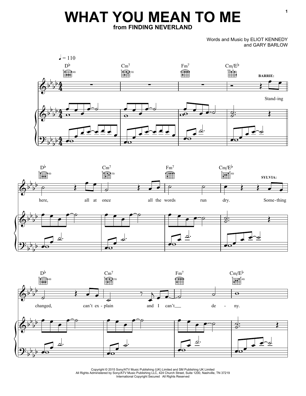 Gary Barlow & Eliot Kennedy What You Mean To Me sheet music notes and chords arranged for Piano, Vocal & Guitar Chords (Right-Hand Melody)