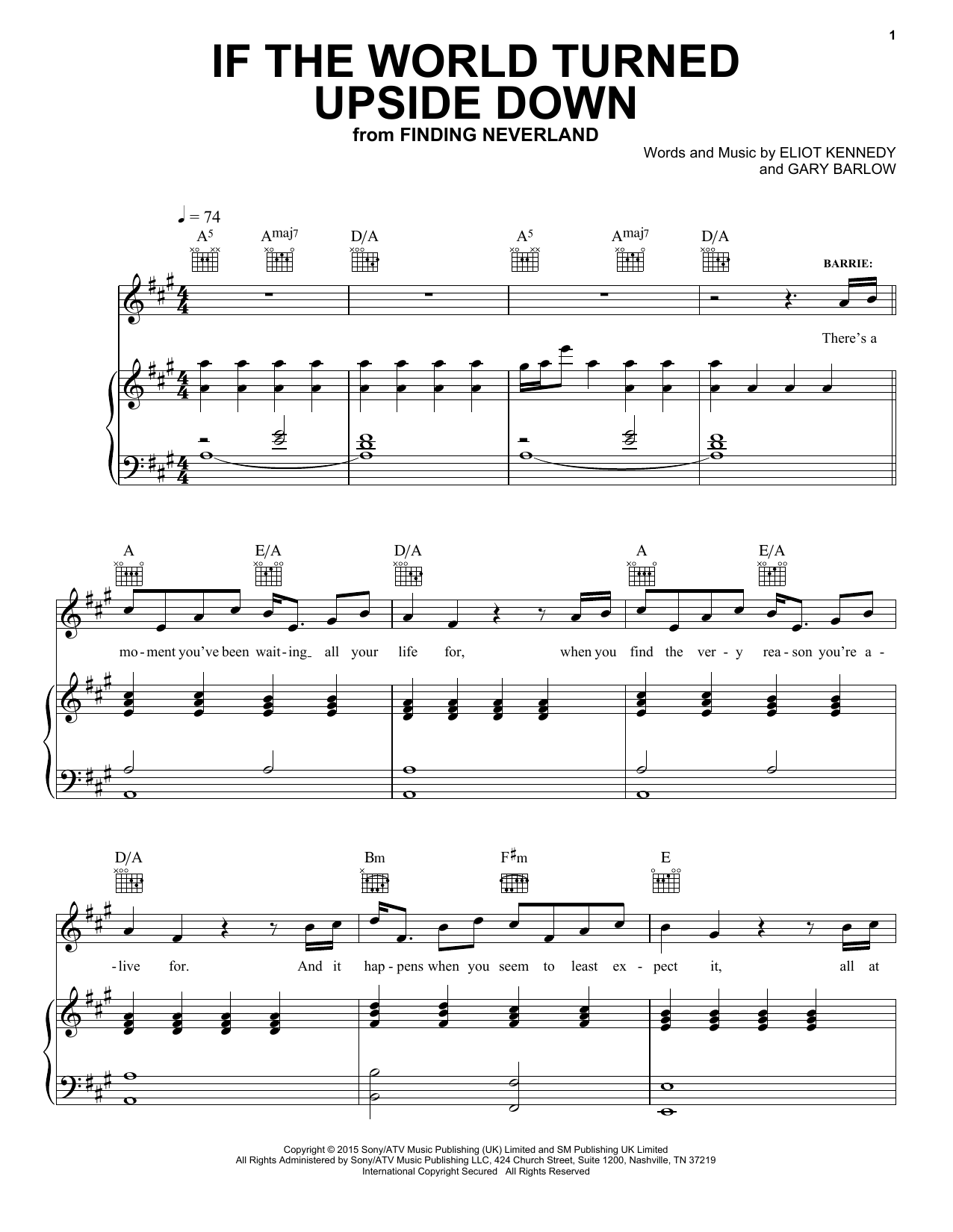 Gary Barlow If The World Turned Upside Down sheet music notes and chords arranged for Piano, Vocal & Guitar Chords (Right-Hand Melody)