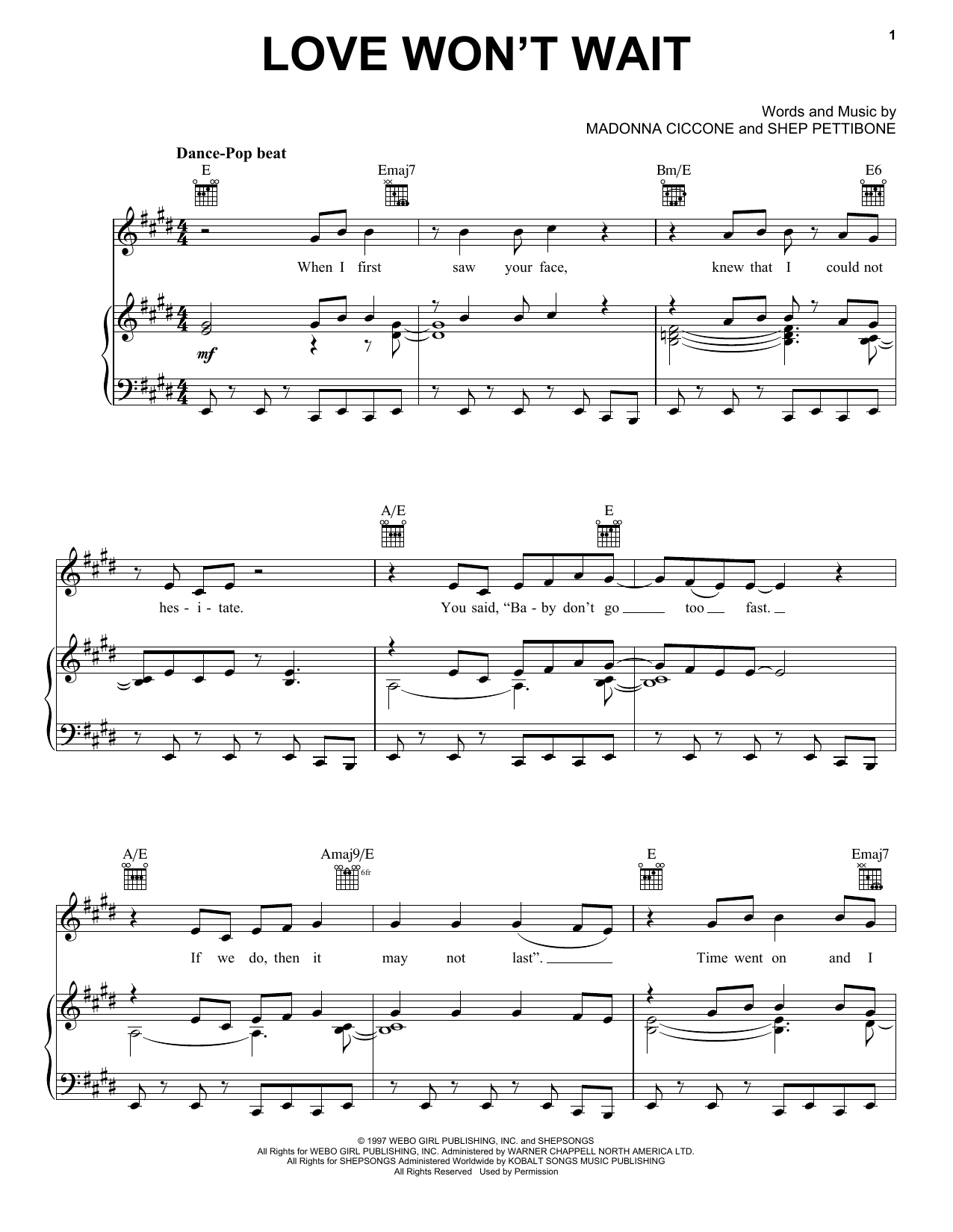Gary Barlow Love Won't Wait sheet music notes and chords arranged for Piano, Vocal & Guitar Chords (Right-Hand Melody)