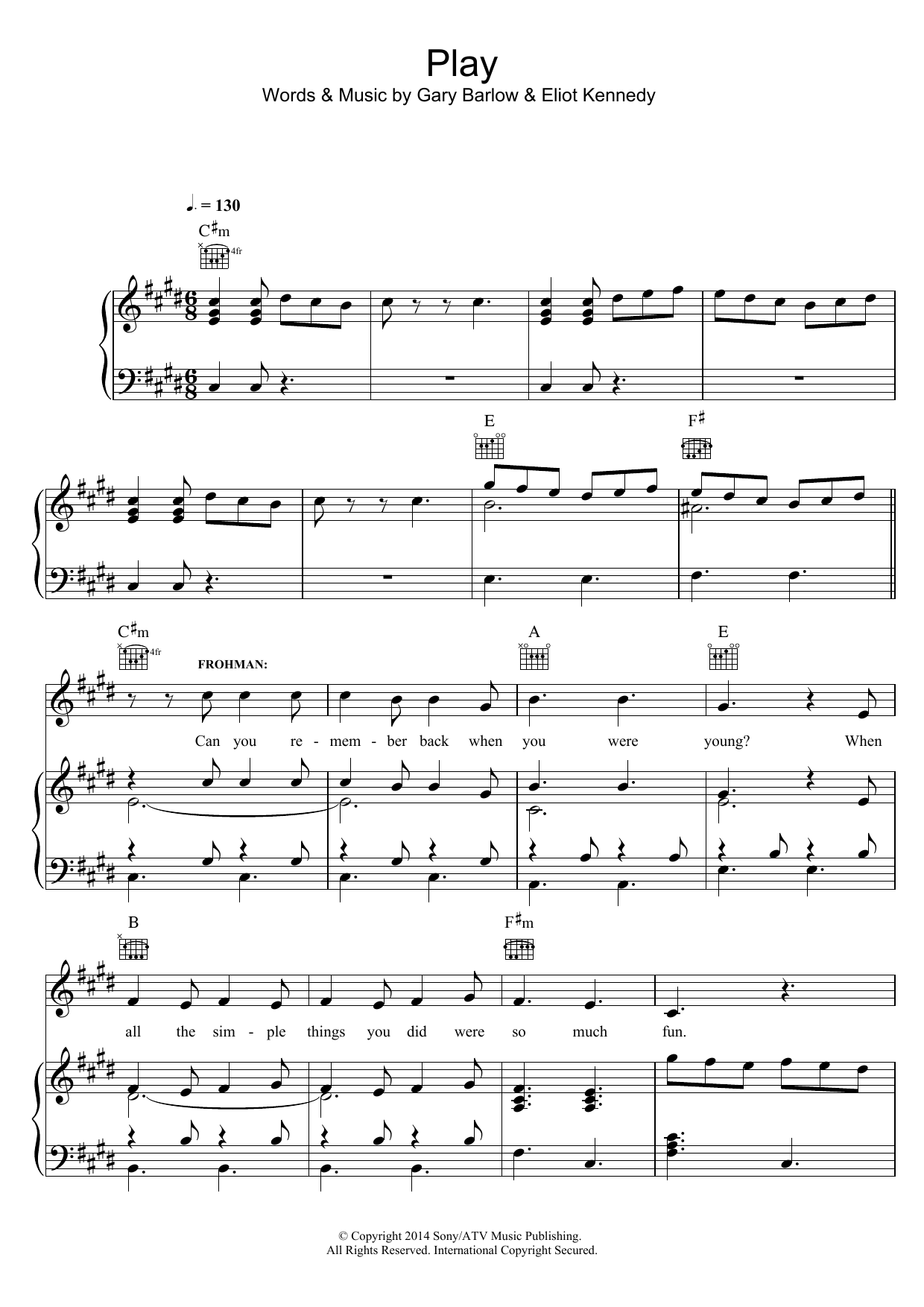 Gary Barlow Play (from 'Finding Neverland') sheet music notes and chords arranged for Piano, Vocal & Guitar Chords