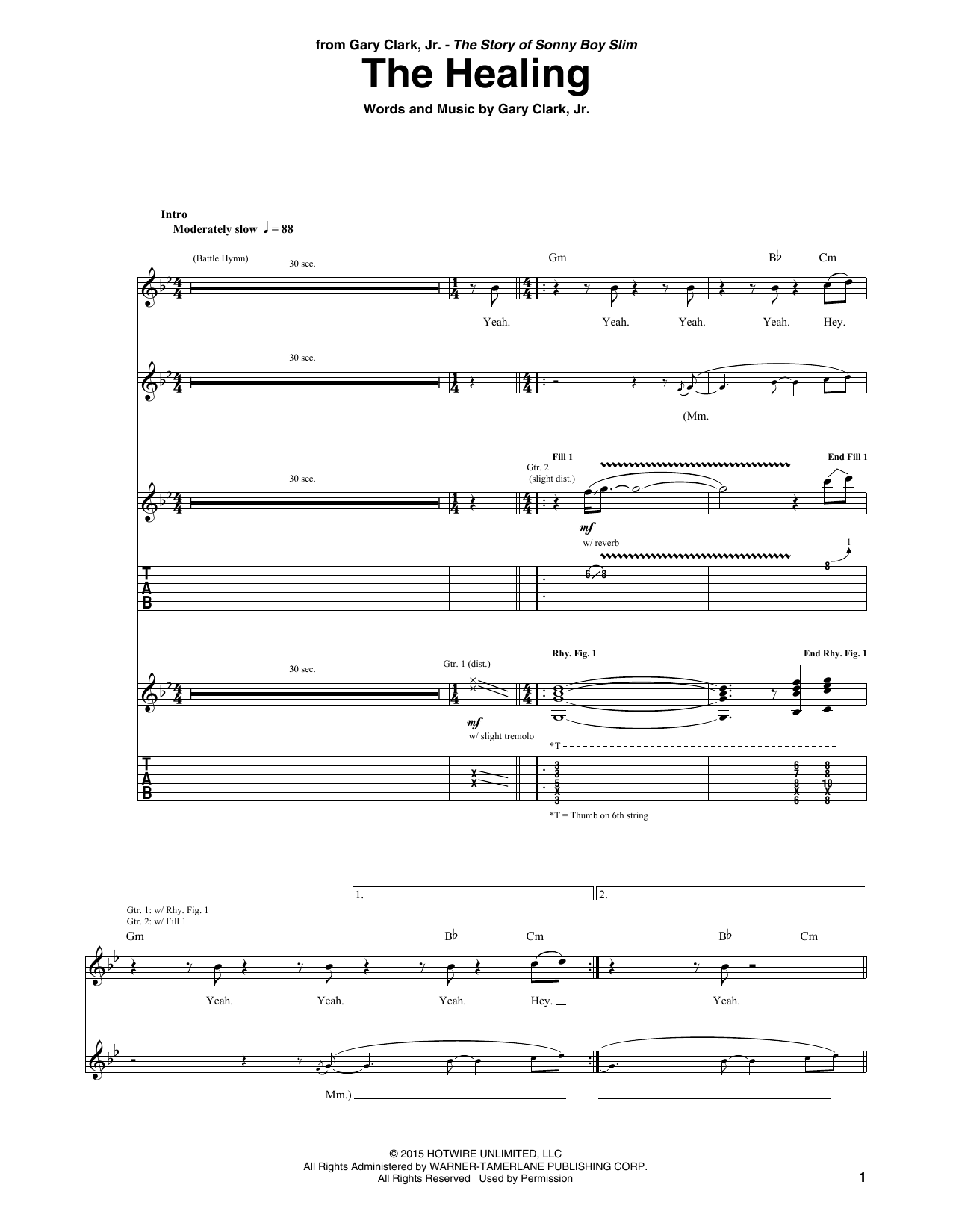 Gary Clark, Jr. The Healing sheet music notes and chords arranged for Guitar Tab