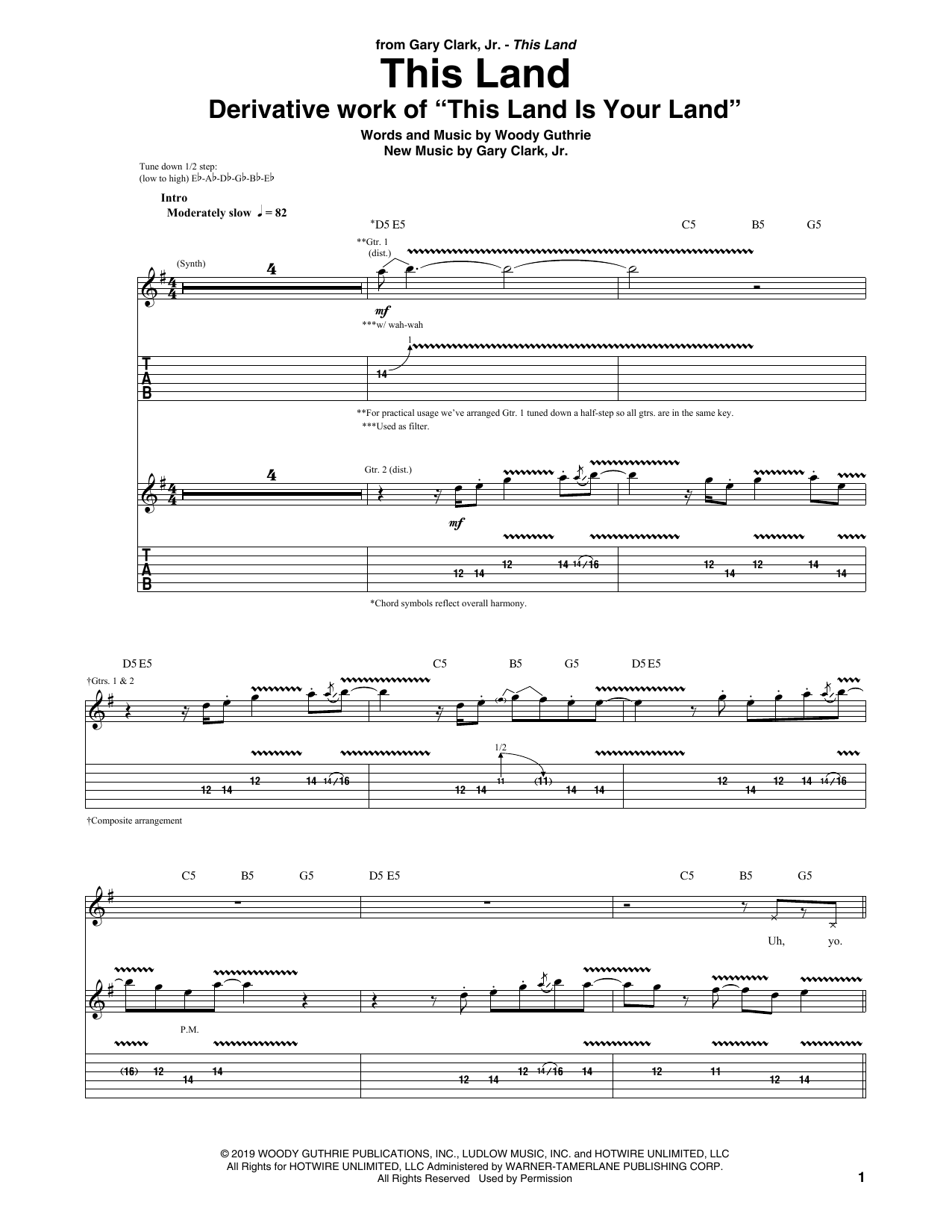 Gary Clark, Jr. This Land sheet music notes and chords arranged for Guitar Tab