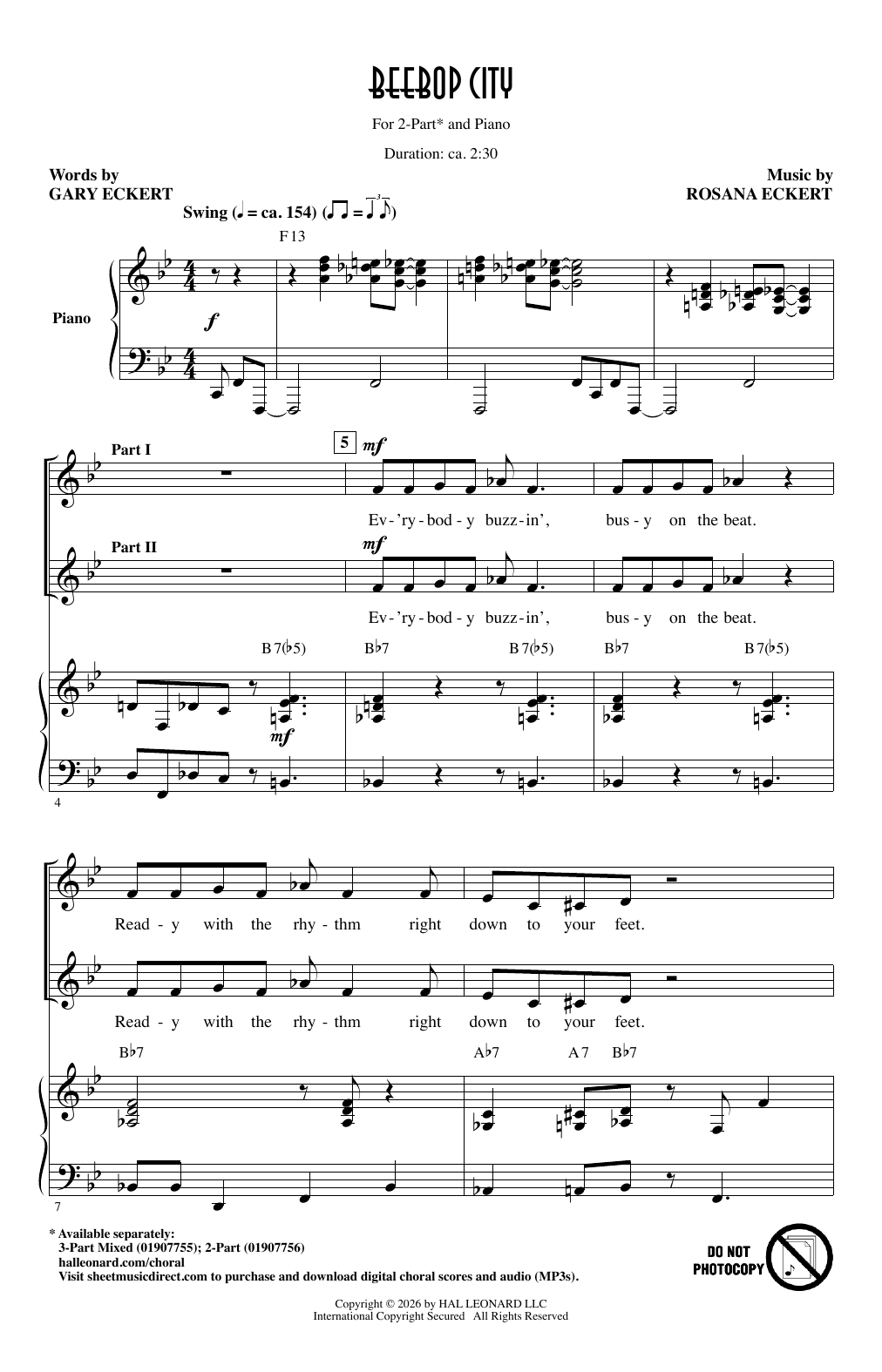Gary Eckert Beebop City sheet music notes and chords arranged for 3-Part Mixed Choir