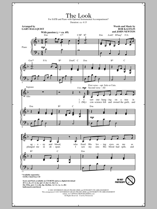 Gary Hallquist The Look sheet music notes and chords arranged for SATB Choir