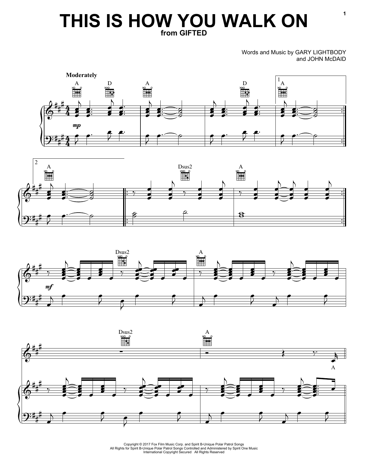 Gary Lightbody & Johnny McDaid This Is How You Walk On sheet music notes and chords arranged for Piano, Vocal & Guitar Chords (Right-Hand Melody)