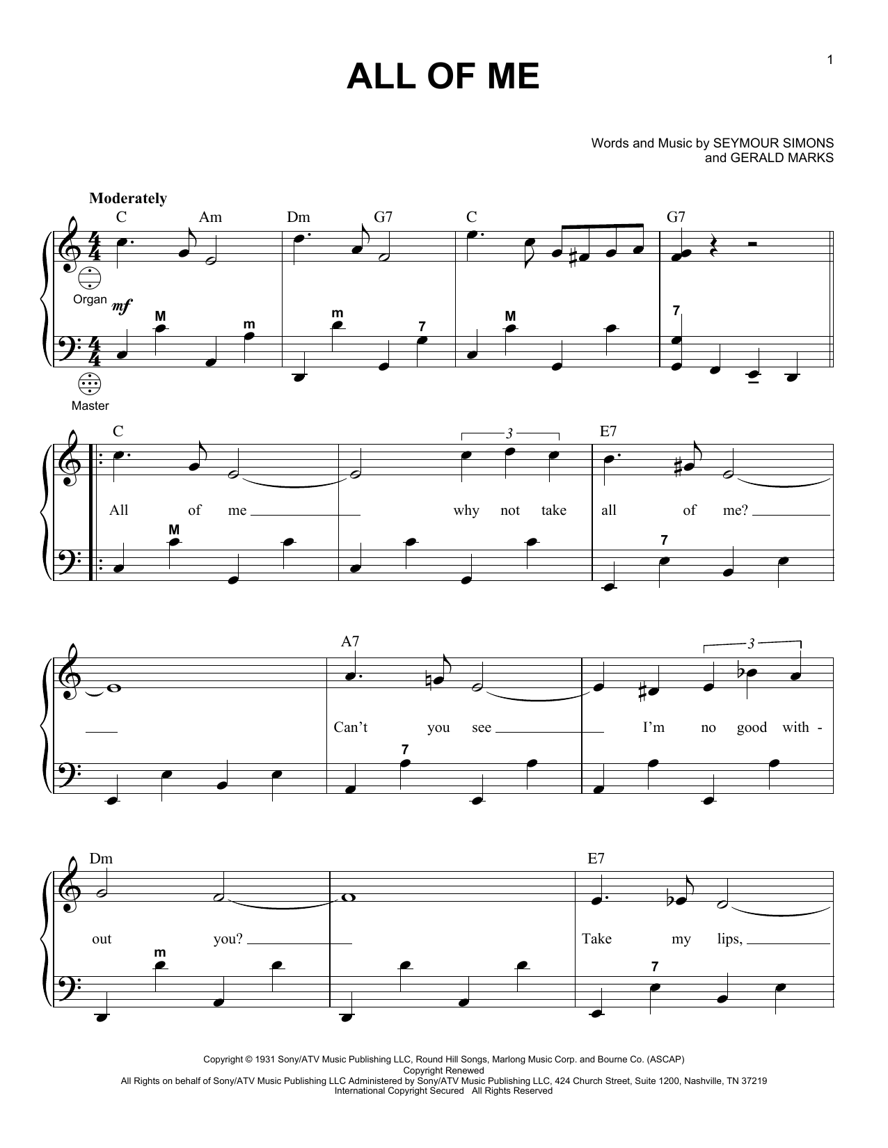 Gary Meisner All Of Me sheet music notes and chords arranged for Accordion