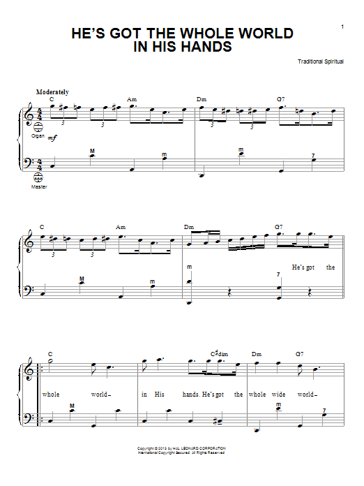 Gary Meisner He's Got The Whole World In His Hands sheet music notes and chords arranged for Accordion