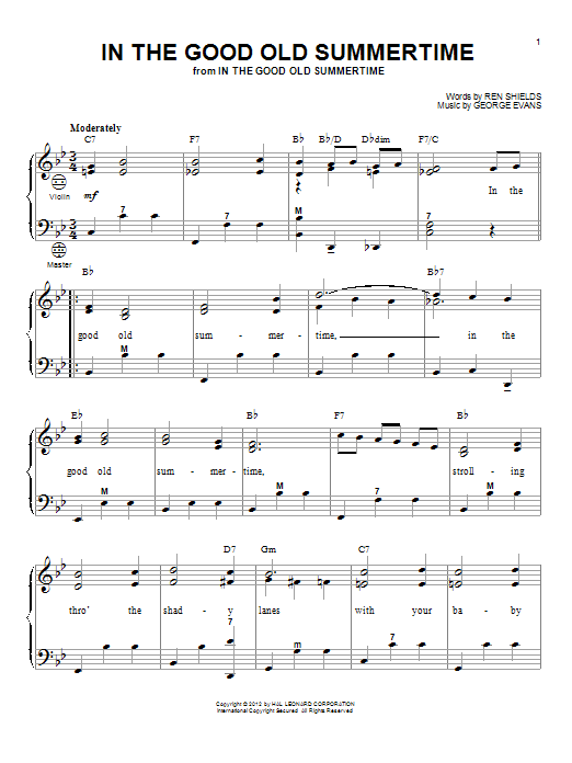 Gary Meisner In The Good Old Summertime sheet music notes and chords arranged for Accordion