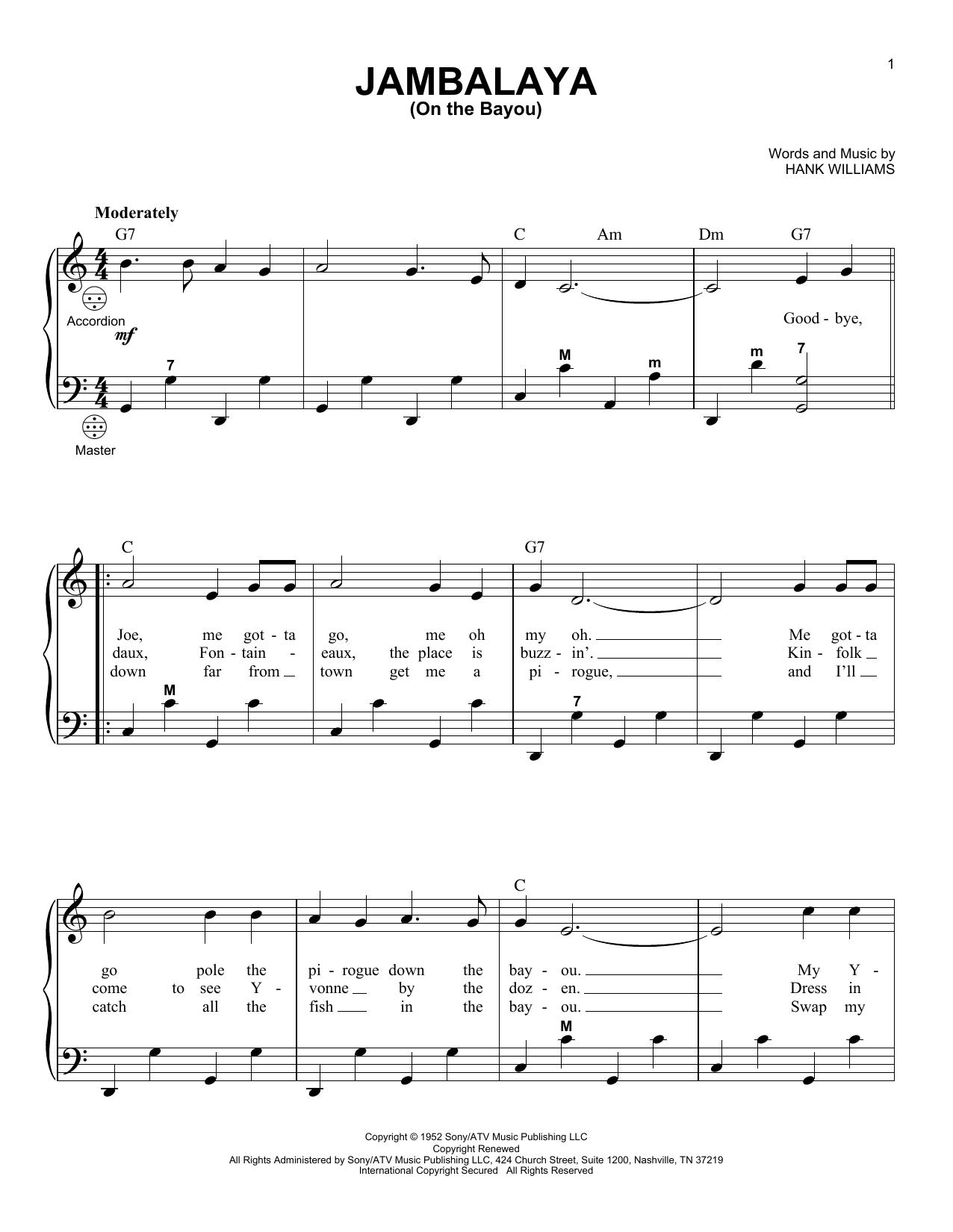 Gary Meisner Jambalaya (On The Bayou) sheet music notes and chords arranged for Accordion