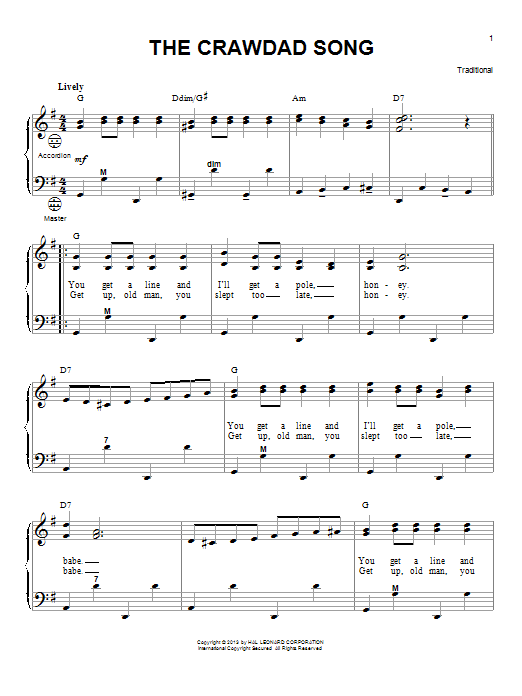 Gary Meisner The Crawdad Song sheet music notes and chords arranged for Accordion
