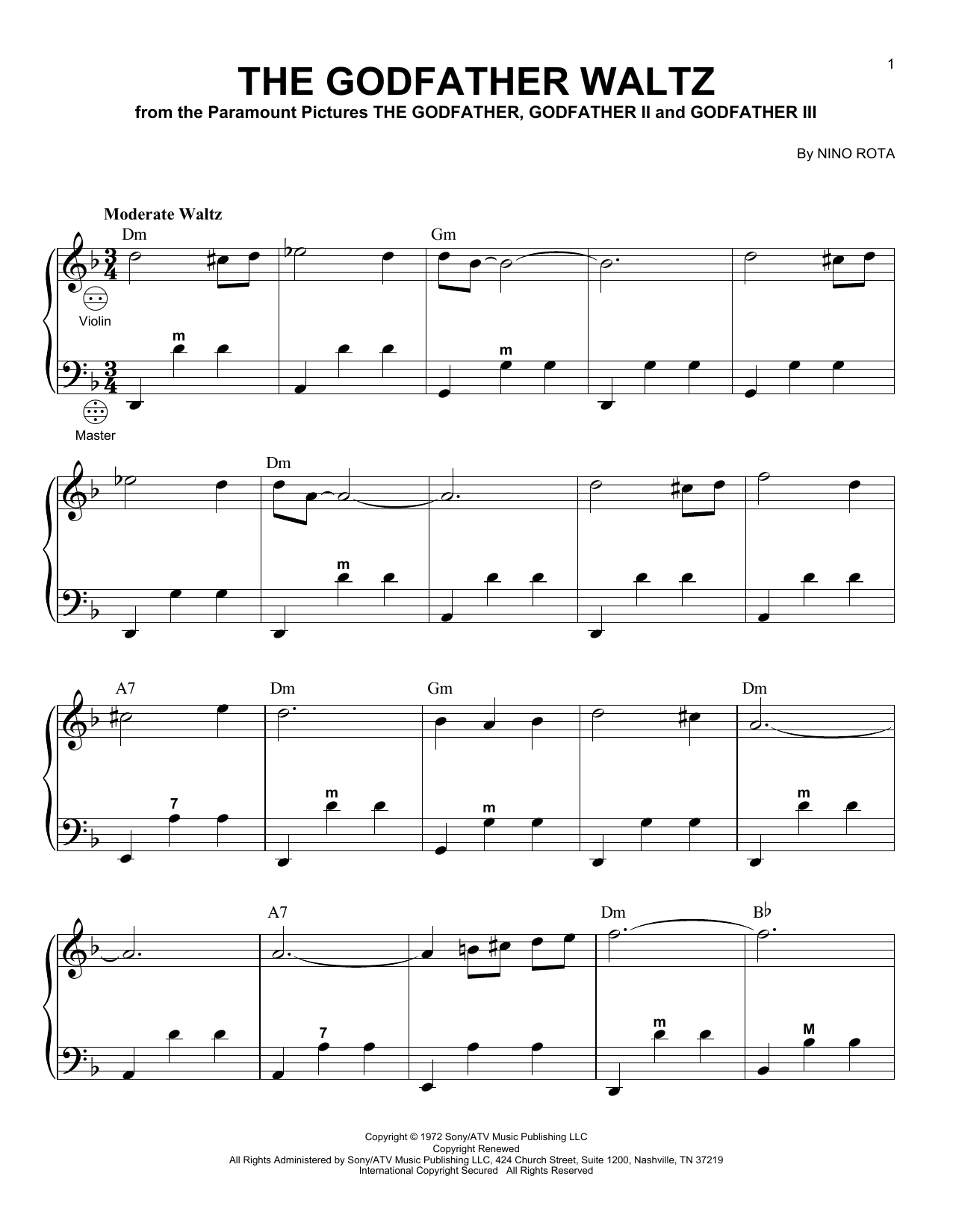 Gary Meisner The Godfather Waltz sheet music notes and chords arranged for Accordion